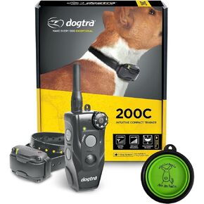 Dogtra E-Collar 200C / 202C Dog Training Collar System with Remote – 1/2 Mile Range, 1-2 Dog System - Rechargeable, Waterproof, Ergonomic - Includes eOutletdeals Pet Travel Bowl