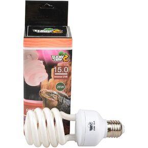 LUCKY HERP 15.0 UVB Intense Fluorescent Bulb,Terrarium Lamp for Reptiles,E26,Screw Thread (26 Watt)