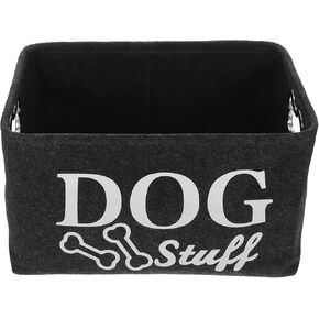 Alipis 1Pc Dog Toy Storage Basket - Durable Felt Organizer Box for Pet Toys, Living Room, Dark Grey