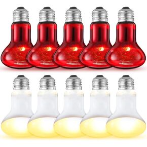 10 Pcs 75w Reptile Heat Lamp Bulb Day and Night Basking Spot Bulb Set UVA Daylight Bulb Amphibian Night Red Infrared Heating Lamp for Turtle Bearded Dragon Lizard Leopard Gecko