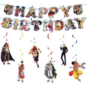 Anime Birthday Decorations, Anime Theme Happy Birthday Banner with Hanging Swirls Decorations for Anime Party Decorations