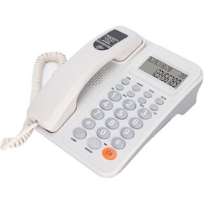 KX T2027CID Corded Phone, Landline Phone with LCD Display Desktop Phone for Home Office Hotel, Telephones Landline Corded with Semi Handsfree Call, Caller ID, 24 Ringtones(White)