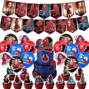 Descendants Birthday Party Supplies, Descendants Birthday Descendants Balloons, Cupcake Toppers, Cake Topper for Boys and Girls (D2)