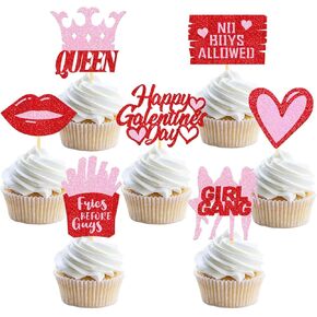 24 PCS Happy Galentine's Cupcake Topcake Toppers for Galentine's Day Decoration ، Valentines Cupcake Toppers Friends Galentines Decord Girls 'Night Party (Mixa)