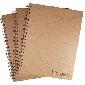 Unruled Classic Blank Spiral Notebook, 60lb Premium Plain Paper, 70 Sheets, Recycled and Sustainable, 10.5" x 8", 3 Pack, Gold Foil/Wire