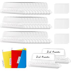 Hanging File Folder Tabs, 30 Set Transparent File Folder Tabs with Inserts for Hanging Folders, Clear Plastic File Folder Labels Tabs for Quick Identification (30)