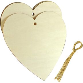 obmwang 4 Pieces Natural Wooden Hearts 11.5 x 11Inch, Large Wood Heart Slices Unfinished Predrilled Wood Hearts Ornaments for Wedding Home Decor DIY Crafts