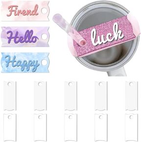 10pcs تسامي اسم لوحة الفراغات الاكريليك ، 3.2 "× 1.3" لـ Stanley 40 Oz Tumblers تسامي الأسماء الأكريليك علامات الفراغ