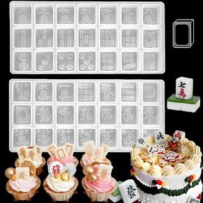Mahjong Mold, Chinese Mahjong Tile Set Silicone Molds for Chocolate Candy Making Cake Decorating, Mahjong Game DIY Craft Molds for Epoxy Resin Casting Jewelry Making