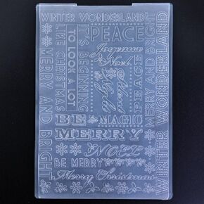 Kwellam Words Winter Wonderland Merry and Bright Background Plastic Embossing Folders for Card Making Scrapbooking and Other Paper Crafts 3100810