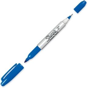 Sharpie Twin-Tip Marker - Fine, Ultra Fine Marker Point Type - Blue Ink - 1 Each