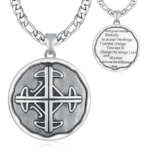 Serenity Prayer Necklace 925 Sterling Silver Praying Hands Necklace Religious Jewelry Serenity Prayer Gifts for Men Women
