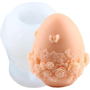 Flower Egg Candle Mold Floral Easter Egg Silicone Candle Molds Egg Resin Casting Mold for Candle Making Mold Candle Home Decorate Mold Aromatherapy Candles Gypsum Clay Craft