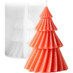 Large 3D Christmas Tree Candle Molds - Silicone Molds for Candle Making, Epoxy Resin Casting, Plaster, and Chocolate (Twill Shape)