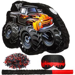 Fulmoon 3D Truck Piñata 16 Inch Monster Truck Piñata Construction Piñata مع عصا عصا عصيدة النحلال الأولاد لحفلات عيد ميلاد لعيد ميلاد ديكورات الحفلات المكسيكية أحداث الكرنفال (رواية)