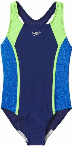 Speedo Girls Racerback Sport Splice One Piece Swimsuit (US, Alpha, X-Small, Regular, Turkish Sea Blue/Neon Light Green) in Saudi Arabia