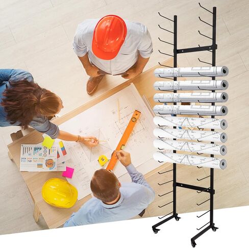 Blueprint Storage Rack -18 Level, Heavy Duty Metal Blueprint Display Rack for Rolls of Drawings, Artwork or Maps Stack Vertically, Suitable for Engineering, Construction, Architecture in Saudi Arabia