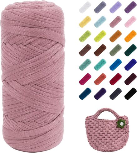 JeogYong T-Shirt Yarn, 200g/196ft Elastic Fabric Cloth Knitting T Shirt Yarn, Taro Purple Thick Crochet Yarn for Crocheting Bags/Baskets/Rugs, Home Decor, DIY Crafts in Kuwait