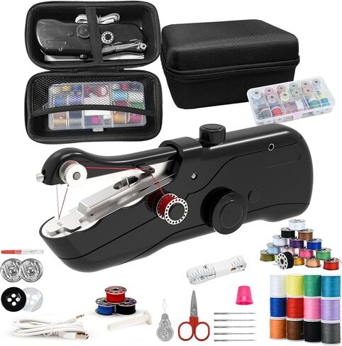 Handheld Sewing Machine, Portable Sewing Machine with Storage, Electric Switch, Two Speed Modes, Easy to Operate, Portable Mini Sewing Machine, Sewing Machine for Beginners.（Dark Black） in Kuwait