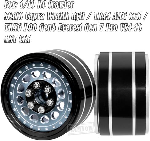 2.2 Beadlock Wheels Adjustable 4 Offsets Rims for 1/10 SCX10/AMG 6x6 TRX4/TRX6 D90 Gen8 VS4-10 Gen8 MST CFX,2.2 Beadlock Wheels,Titanium Black in Kuwait