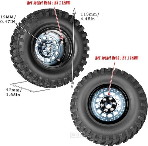 2.2 Beadlock Wheels Adjustable 4 Offsets Rims for 1/10 SCX10/AMG 6x6 TRX4/TRX6 D90 Gen8 VS4-10 Gen8 MST CFX,2.2 Beadlock Wheels,Titanium Black in Kuwait