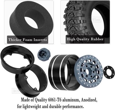 2.2 Beadlock Wheels Adjustable 4 Offsets Rims for 1/10 SCX10/AMG 6x6 TRX4/TRX6 D90 Gen8 VS4-10 Gen8 MST CFX,2.2 Beadlock Wheels,Titanium Black in Kuwait