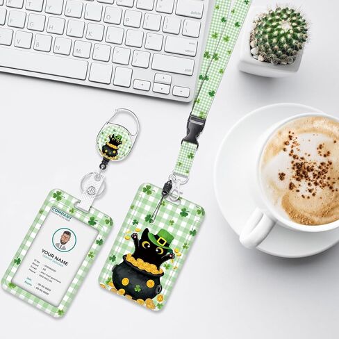 VOCHIC Lanyards for Id Badges, St Patricks Day Badge Holder with Retractable Reel Clip, Gnomes Card Name Tag Lanyard Vertical ID Card Protector Case for Women Nurse Nursing Doctor Teacher Student Kids in Kuwait