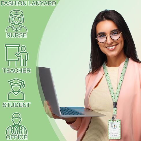 VOCHIC Lanyards for Id Badges, St Patricks Day Badge Holder with Retractable Reel Clip, Gnomes Card Name Tag Lanyard Vertical ID Card Protector Case for Women Nurse Nursing Doctor Teacher Student Kids in Kuwait
