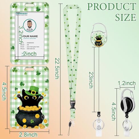 VOCHIC Lanyards for Id Badges, St Patricks Day Badge Holder with Retractable Reel Clip, Gnomes Card Name Tag Lanyard Vertical ID Card Protector Case for Women Nurse Nursing Doctor Teacher Student Kids in Kuwait