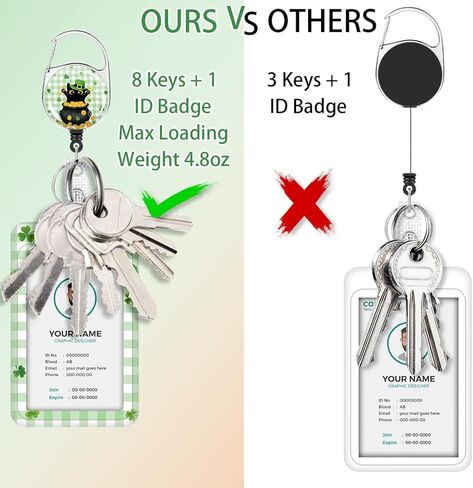 VOCHIC Lanyards for Id Badges, St Patricks Day Badge Holder with Retractable Reel Clip, Gnomes Card Name Tag Lanyard Vertical ID Card Protector Case for Women Nurse Nursing Doctor Teacher Student Kids in Kuwait