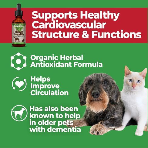 Animal Essentials Heart Health for Dogs & Cats - Cardiovascular Support Supplement, Healthy Heart, Organic Hawthorn Berry, Herbal Tincture - 2 Fl Oz in Kuwait