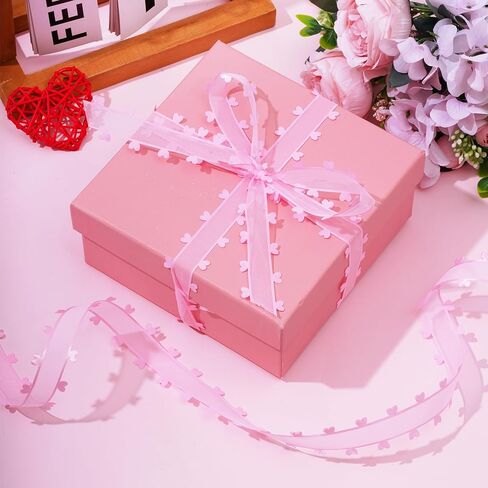 jiebor Red Pink Heart Ribbon Valentine Chiffon Organza Ribbon for Mother's Day Wedding Gift Wrapping Party Decoration Hair Bows Making Craft Sewing 40Yard in Kuwait