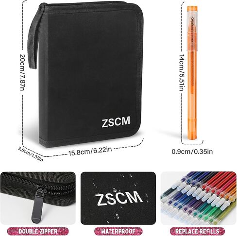 24 Colors Glitter Gel Pens for Adult Coloring Book, Metallic Sparkle Pen with 24 Refills In Travel Case, with 40% More Ink Sparkle Glitter Set for Drawing Journaling Scrapbooking Art Supplies in Kuwait