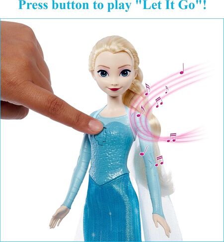Mattel Disney Frozen Toys ، يغني دمية إلسا في ملابس مميزة ، يغني "Let It Go" من فيلم Disney Frozen in Saudi Arabia