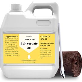 21.17 oz Polysorbate 20 Emulsifier, Premium Polysorbate 20 (Tween 20) Liquid, 100% Pure, Cosmetics Grade, Gentle on Skin, Suitable for Making Lotions, Shampoos, Body Washes, Makeup Removers and More