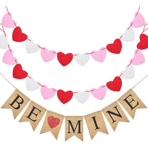 لافتة عيد الحب ، لا يوجد DIY Love Garland و Be Be Banner Banner ، لافتة عيد الحب الرومانسية مع القلوب ، كن لي لافت
