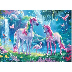 200 Pieces Jigsaw Puzzles for Adults and Teens and Kids Family Happy Games Princess Unicorns World for Girls (Enchanted Forest Ride)