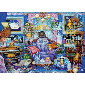 Wonder Forge Cats in The Blue Room 1000 Piece Jigsaw Puzzle for Adults | Unique, Perfectly-Fitting Pieces | Fun, Vibrant Imagery | Amazon Exclusive