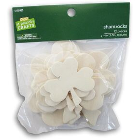 Shamrock Wood Shape Cutouts - 12 Pieces - from 2-4 Inches