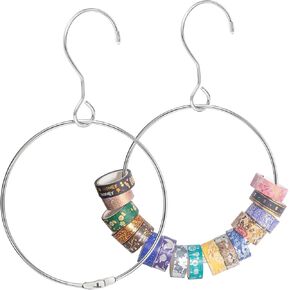 Washi Tape Storage Organizer, Washi Tape Storage Ring with Large Hook, Office Home Closet Organizer, 6 Inches Ring-2 Pack