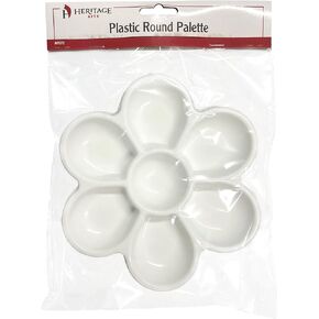 AP072 Plastic Round Palette; for use with Watercolor, Gouache, Acrylic and Oil Paint Pigments; for Painters, Crafts, Hobbyists, Fine Artists, Students, Art Studio, Arts and Crafts