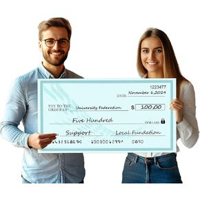 فحص كبير قابل لإعادة الاستخدام لل prespressaion [30 "× 16"] - فحص كبير في محو الجفاف العملاق للعروض التقديمية ، والشيكات الفارغة الضخمة الحديثة ، والشيكات المزيفة الكبيرة للتبرع ، والجوائز ، وجمع التبرعات