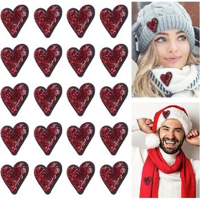 20 Pcs Heart Sequin Sew on Patches DIY Crafts Shiny Red Heart Patch Black Edge Heart Patches DIY Embroidery Sewing Patch for Repair Clothes Decoration Wedding Dresses Gifts Bags