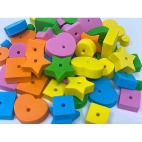 Bonka Bird Toys 1194 Pack 60 Colored Fun Shapes Foam Beads Assorted Colors and Shapes Parts Craft Charms Bird Toy Making Project Teen Jewelry Favor Gift
