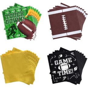 100 Pcs Football Napkins, Football Birthday Party Supplies Football Cocktail Napkins Game Day Napkins for Football Party