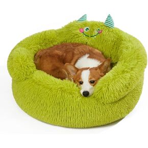 سرير Jiupety Pet Dounut Pet ، سرير فخم مضاد للقلق والقطط للحيوانات الأليفة الصغيرة ، سرير حضن داخلي ناعم مع قاع غير انزلاق ، كبير (27 "x27" x14 ") ، الأخضر