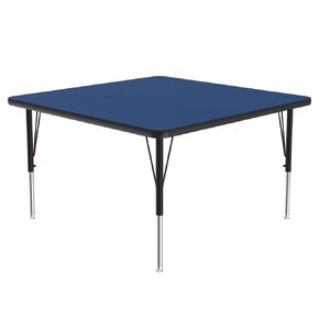 Correll 48 × 48 طاولة نشاط الفصول الدراسية المربع ، الطول القابل للتعديل (19 "-29") صفيحة ذات ضغط عالي متين الأزرق ، أثاث مدرسي ، مصنوع في الولايات المتحدة الأمريكية