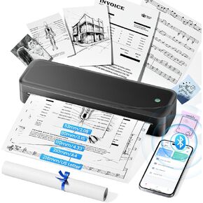Memoking Portable Printers Wireless for Travel, Thermal Printer Support 8.5" X 11" US Letter&A4, Bluetooth Inkless Mobile Printer for Home Use, No Ink Printer for Travel, Home, Office, School