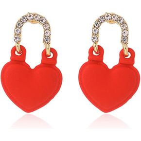 Valentines Day Earrings for Women Red Heart Earrings Rhinestone Heart Drop Dangle Earring Valentine's Day Mother's Day Jewelry Gifts