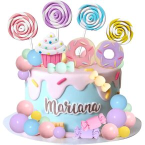 Candy Cake Topper Candyland Cake Topper with Lollipop Donut Ice Cream for Sweet Theme Cake